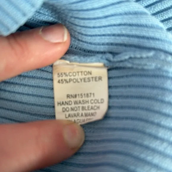 Roma Light Blue Ribbed Crop Top - Picture 4 of 5